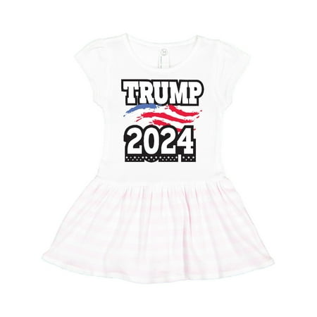 

Inktastic Trump For President 2024 with Flag Gift Toddler Girl Dress