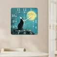 thumbnail image 4 of 10 Inch Wall Clock Battery Operated Square Clock for Office, Kitchen, Outdoor, Living Room,Black Cat Starry Night Dark Stunning, 4 of 4