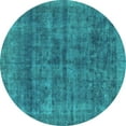 thumbnail image 1 of Ahgly Company Machine Washable Indoor Round Abstract Turquoise Blue Modern Area Rugs, 3' Round, 1 of 4