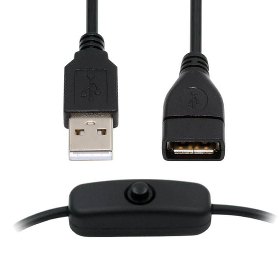 JSER USB2.0 Cable with On Off Power Switch Button USB Type-A Male to Female for DC 5V Desk Lamp Fan Camera