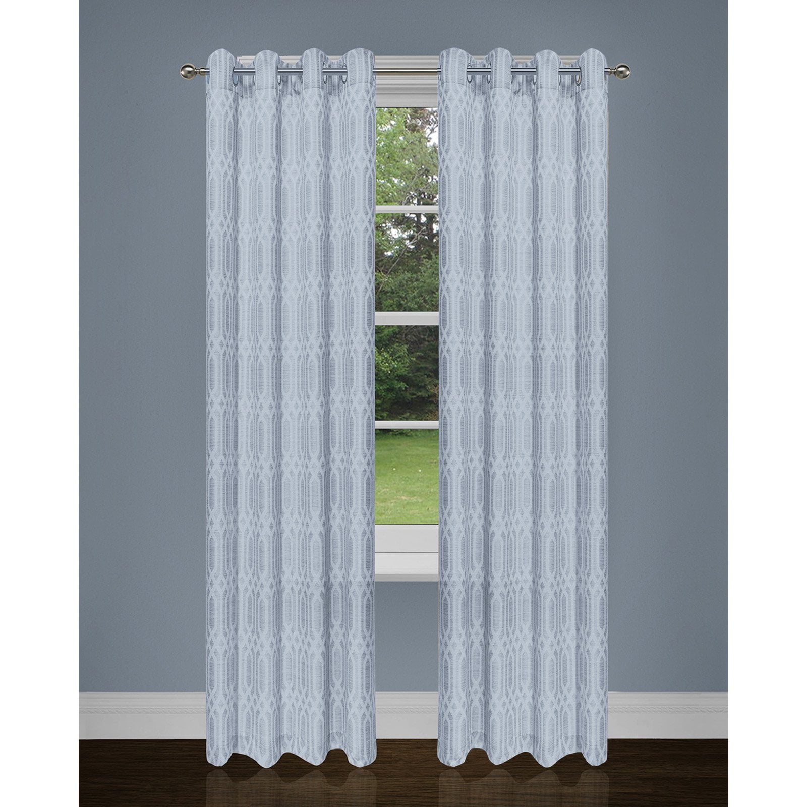 Safdie and Co Two Tone Jacquard 2 Piece Curtain Panel Set