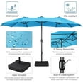 thumbnail image 4 of 15 ft Triple-size Patio Umbrella w/Base Included - Market Extra-Large Double Sided Umbrella - Twin-size Patio Parasol w/Easy Crank & 12 Strong Ribs & Ventilation Openings, Navy Blue, 4 of 9
