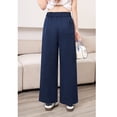 thumbnail image 3 of Pantalones de Pierna Ancha de Nuevo Estilo de Verano para Mujer, Pantalones de Pierna Recta con Cintura Elástica, Pantalones Largos Casuales a la Moda, Pantalones Azul Marino, 3 of 8
