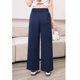 thumbnail image 3 of Pantalones de Pierna Ancha de Nuevo Estilo de Verano para Mujer, Pantalones de Pierna Recta con Cintura Elástica, Pantalones Largos Casuales a la Moda, Pantalones Azul Marino, 3 of 8