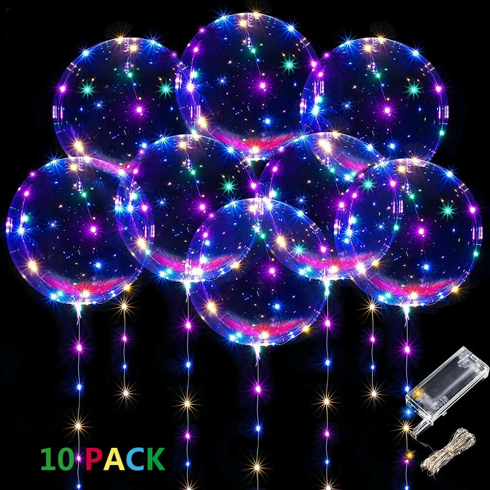 10/20/30 Pack 20inch LED Light Up BoBo Balloons Colorful String Lights
