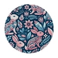 thumbnail image 2 of PIKWEEK Cute Pink Rabbits in Blue Floral Fitted Round Tablecloth Waterproof Table Cloth with Elastic Edge Wipe Clean Table Cover for Indoor Outdoor, 2 of 7