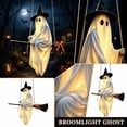 thumbnail image 4 of Clearance！！！Hanging Ghost Decor,Early Halloween Decorations Light-Up Flying Ghost on Broomstick with Witch Hat, Witch Broom, Spooky Cute Outdoor Halloween Decorations for Front Porch Yard Tree, 4 of 6