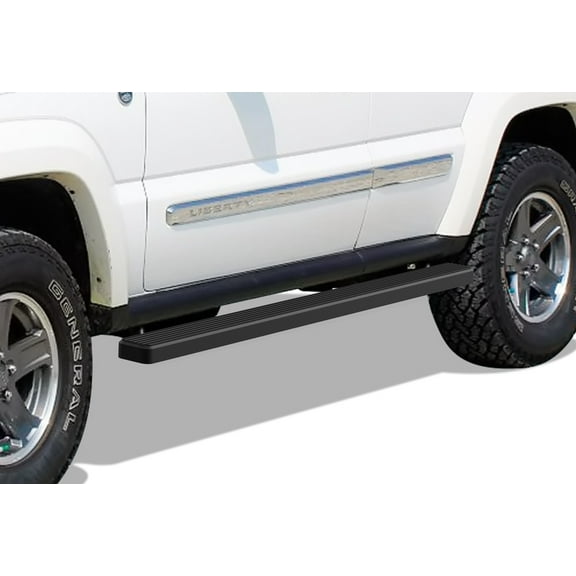 2002-2007 Jeep Liberty (Without Mudflaps,Factory Rock Rails Must Be Removed If Equipped And Cannot Be Reinstalled) Black Finish 4 Inch Door to Door Side Bar Side Step Running Board
