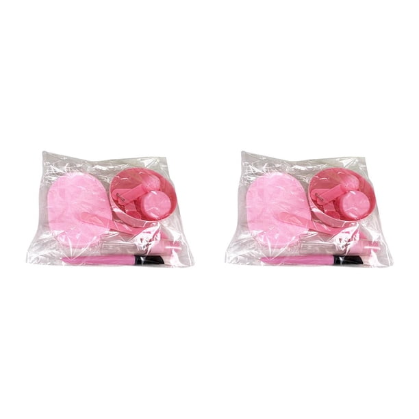 Qarigey Juego de 9 unidades de cuenco para mezclar, cepillo, cuchara, palo, juego de maquillaje de belleza para máscara Facial, herramientas, rosado 2piezas