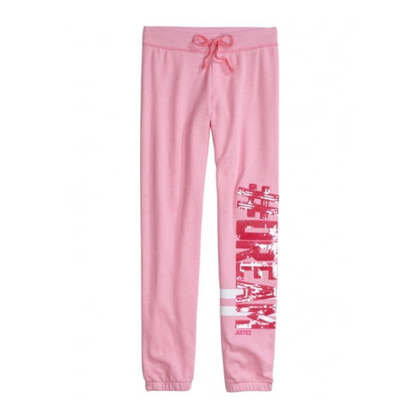 Pantalones de chándal atléticos ajustados #Hashtag de Justice Girls, rosa, 6 Justice Pantalones deportivos