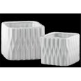 thumbnail image 1 of Urban Trends Collection 42964 Ceramic Short Square Vase with Embossed Diamond Design Body, White - Set of 2, 1 of 1