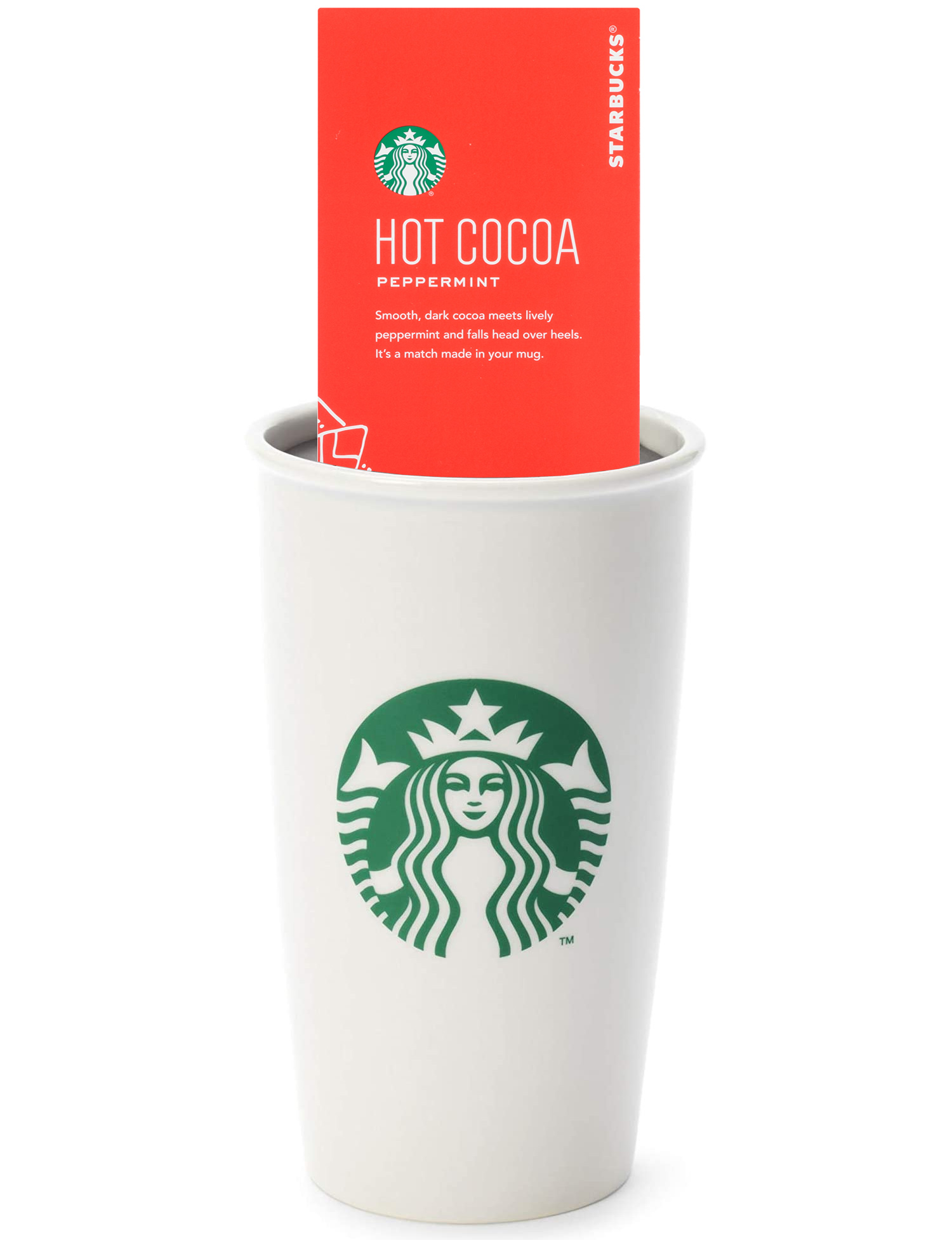 Starbucks white ceramic travel mug