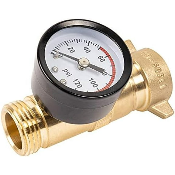 Brass RV Water Pressure Regulator, Hi-Flow Water Regulator With Filter Screen and Gauge for Campers, Travel Trailers, Plumbing System$$Vehicle Parts & Accessories