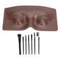 thumbnail image 2 of Eye Makeup Practice Board Closing Eyes Reusable Silicone Mannequin Face Board with 7pcs Brushes Black Skin, 2 of 4