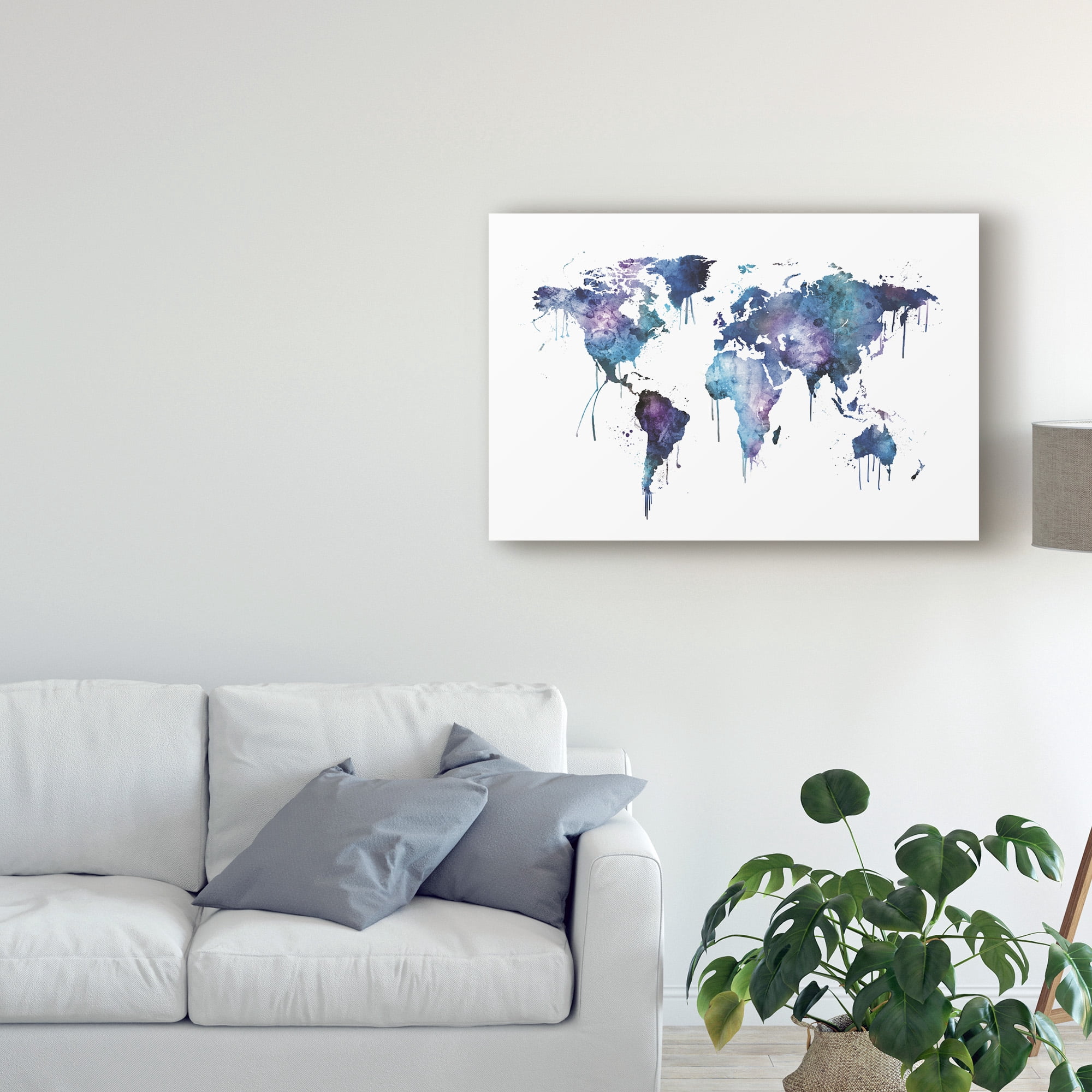 Trademark Fine Art 'Watercolor Map of the World Map' Canvas Art by Michael Tompsett