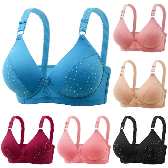 Hrsba Womens Summer Bra,Plus Size Bra for Womens,Women's Non-steel Lace Stitching Comfortable And Breathable Gathered Adjustable Bra Underwear