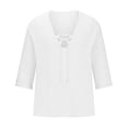 thumbnail image 4 of Antinious 3/4 Sleeve Tops for Men Solid Casual V-Neck Loose Blouses, 4 of 4