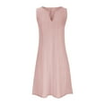 thumbnail image 4 of Homenesgenics Summer Dresses for Women under $10 Fashion Women Summer Casual Solid Round-Neck Sleeveless Long Dress Pink M, 4 of 6