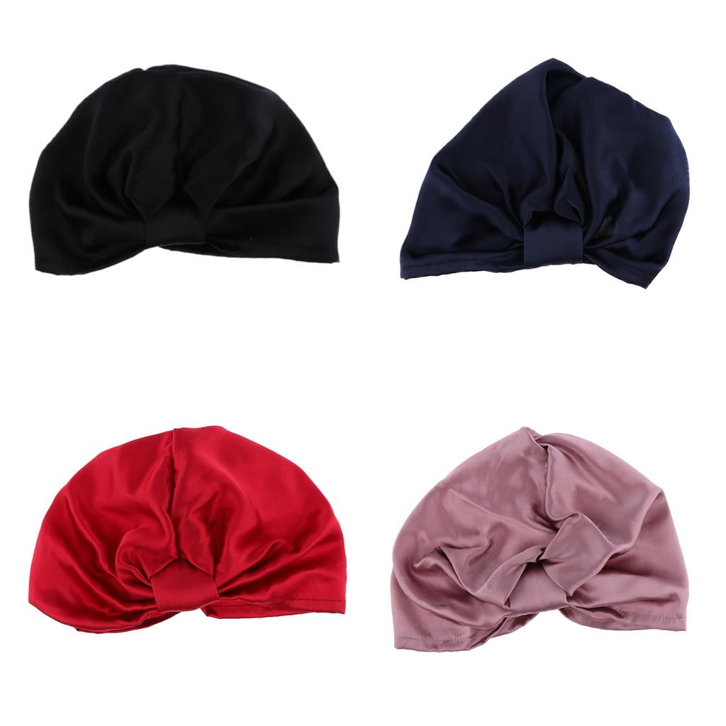 FVDPWYE Silk Sleeping Cap Sleep Hat Night Hair Styling Care Bonnet Head Wrap Black