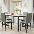 thumbnail image 2 of PAPROOS Dining Table Set for 4, Modern 5-Piece Kitchen Table Set with Faux Marble Top and Velvet Upholstery Chairs, Heavy Duty Dinette Sets for Breakfast Nook, Dining Room Table and Chairs, Gray, 2 of 11