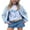 Blue, variant on LMLYSoH Women's Quilted Jacket Double Sided Printed Mock Neck Long Sleeve Button Down Coat Casual Outerwear