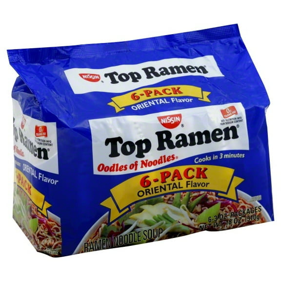 Nissin The Original Top Ramen Soy Sauce Flavor Ramen Noodle Soup, 3 oz, 6 count