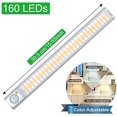 thumbnail image 2 of 160 luces LED para armario, 2 piezas de luz LED con sensor de movimiento con 3 colores, luz LED recargable por USB con 4 modos y tira magnética adhesiva, para armario/escaleras/cocina (#1) Zhivalor WLJ-1635, 2 of 5