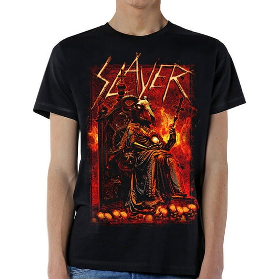 Men's Slayer Goat Skull Slim Fit T-shirt Small Black