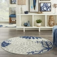 thumbnail image 4 of 5â€™ Round Ivory and Navy Indoor Outdoor Area Rug, 4 of 6