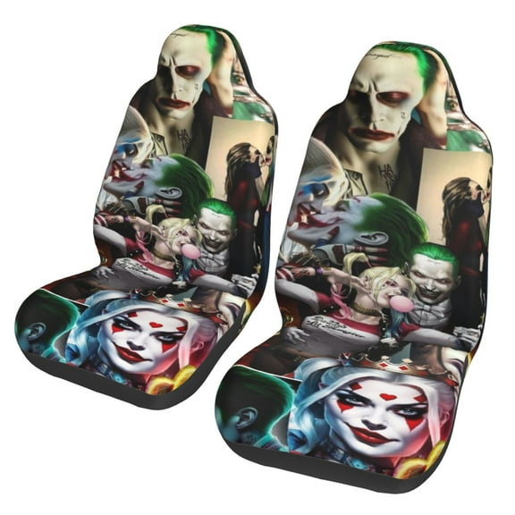 Harley Quinn Car Seat Cover Set of 2 Fashion Stretchy Front Seat Protector Universal Fit for Auto Truck SUV Van Sedan Car Interior Accessory Decoration