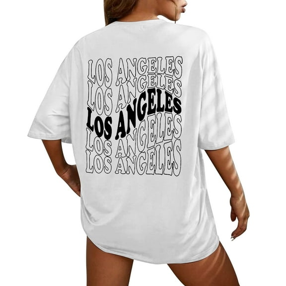 Stylish Women's T-Shirts Casual Graphic Tee Drop Shoulder Letter Print Top for Everyday Wear