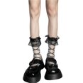 thumbnail image 1 of FOCUSNORM Women Sheer Mesh Socks Sweet Lolita Style Cross Pattern Slouch Socks Transparent Tulle Socks, 1 of 8