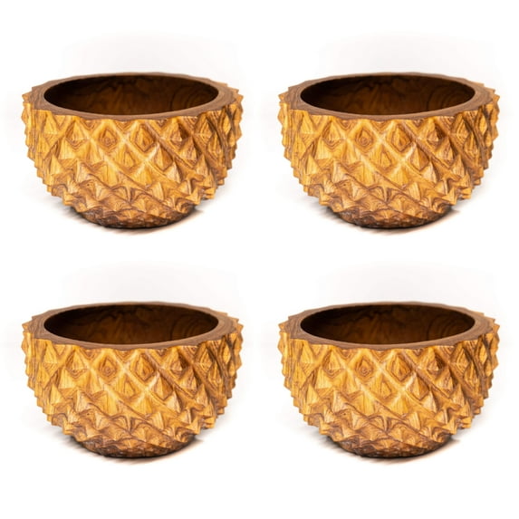 Rainforest Bowls Pineapple Teak Wood Bowl 4-Pack