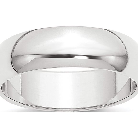 Platinum 8mm Half-Round Featherweight Band (Size 6) Made In United States plwhr080-6