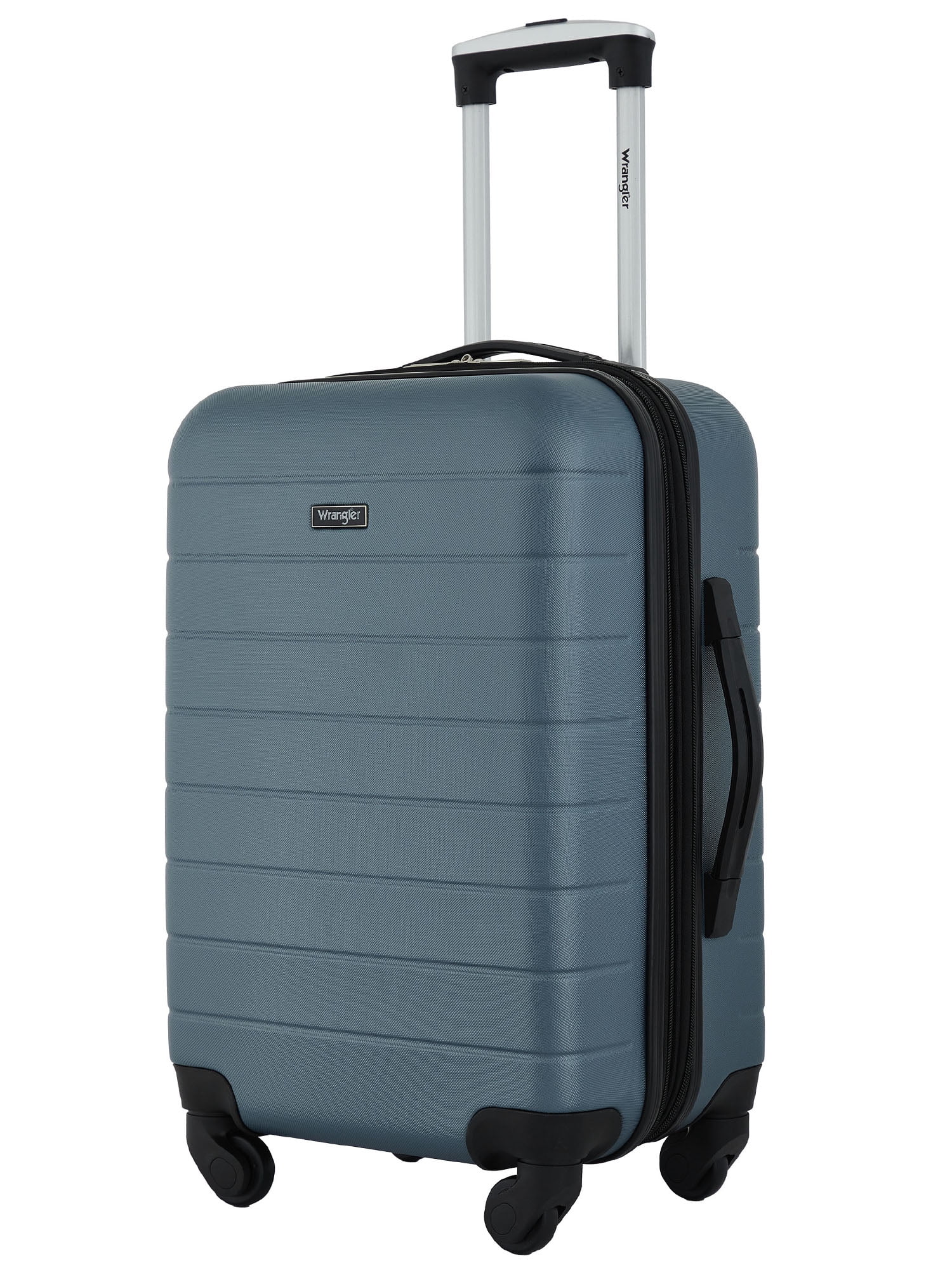 Wrangler 2-Piece Expandable Rolling Hard Side Spinner Carry-on Set with Patented 4-in1 Cup Holder, Indian Teal