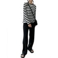 thumbnail image 6 of Xuanfei Women Striped Crew Neck Long Sleeve Knitwear Vintage Pullover Sweater, 6 of 7