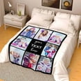 thumbnail image 5 of Custom Blanket with Photos Text Customized Blanket Personalized Flannel Throw Blankets for Adult Kid Birthday Christmas Fathers Mothers Valentines Day Customized Gift Blankets, 5 of 5
