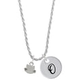 thumbnail image 1 of Delight Jewelry Silvertone Mini Cat Face with Whiskers Silvertone Script Initial Disc - O - Charm Necklace, 20"+3", 1 of 4