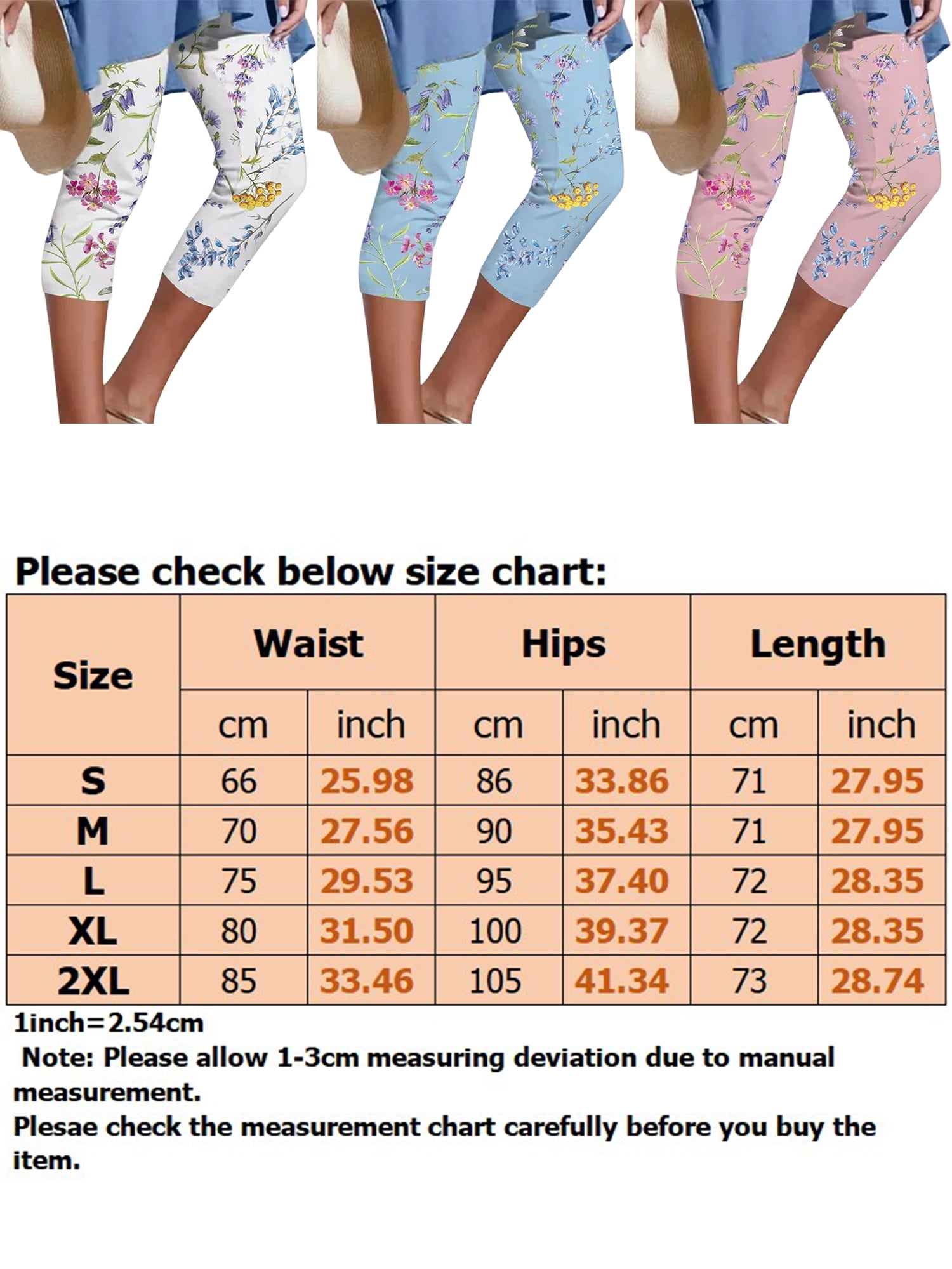 Sexy Dance Ladies Capri Leggings High Waisted Trousers Floral Print Yoga  Pants Soft Bottoms Workout Jeggings Pink XL 