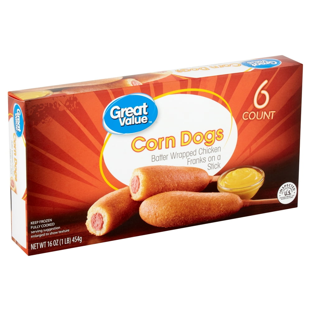 Great Value Corn Dogs,16 oz, 6 Ct (Frozen)