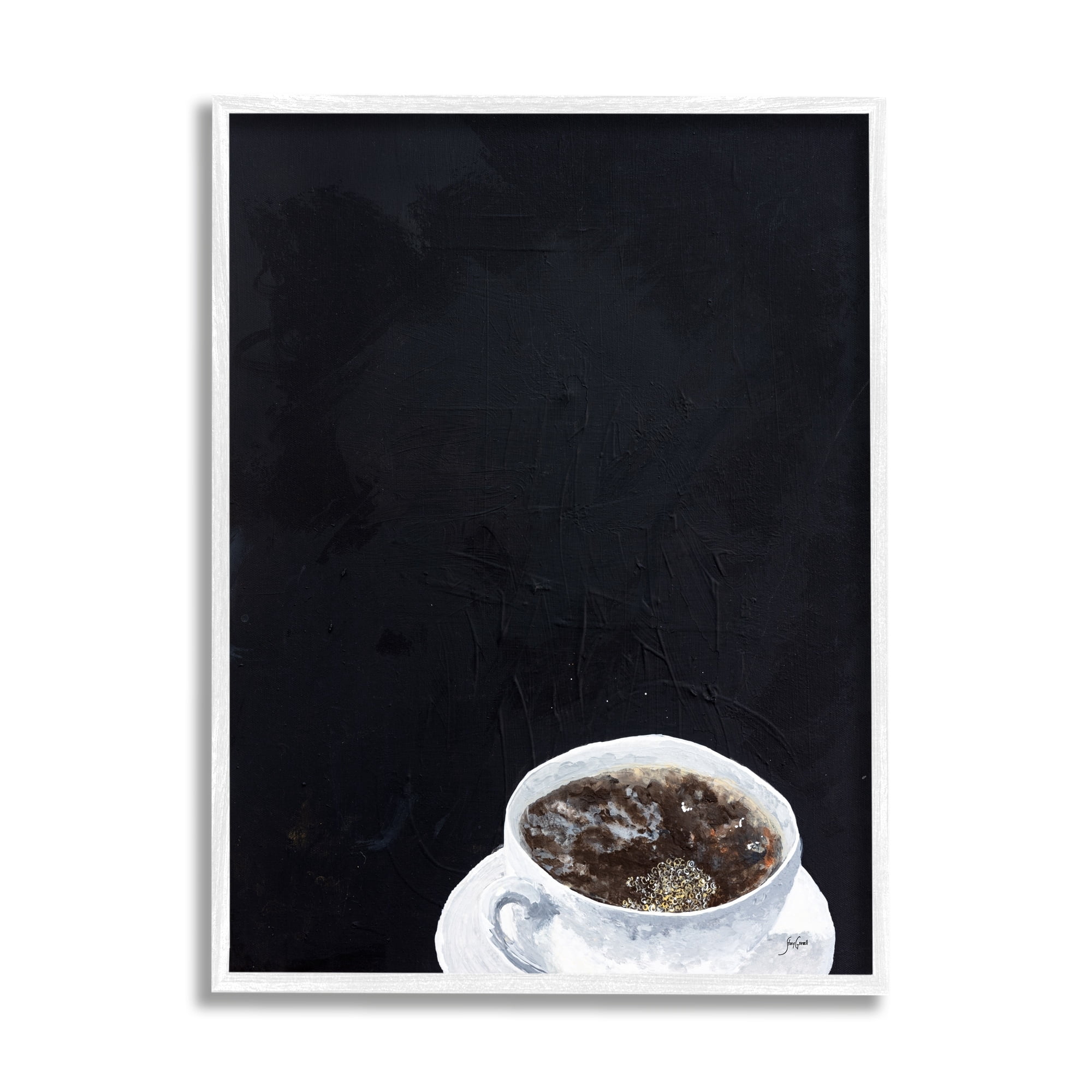 Stupell Industries Contemporary Coffee Cup Saucer Breakfast Kitchen Drink Graphic Art White Framed Art Print Wall Art, Design by Stacy Gresell