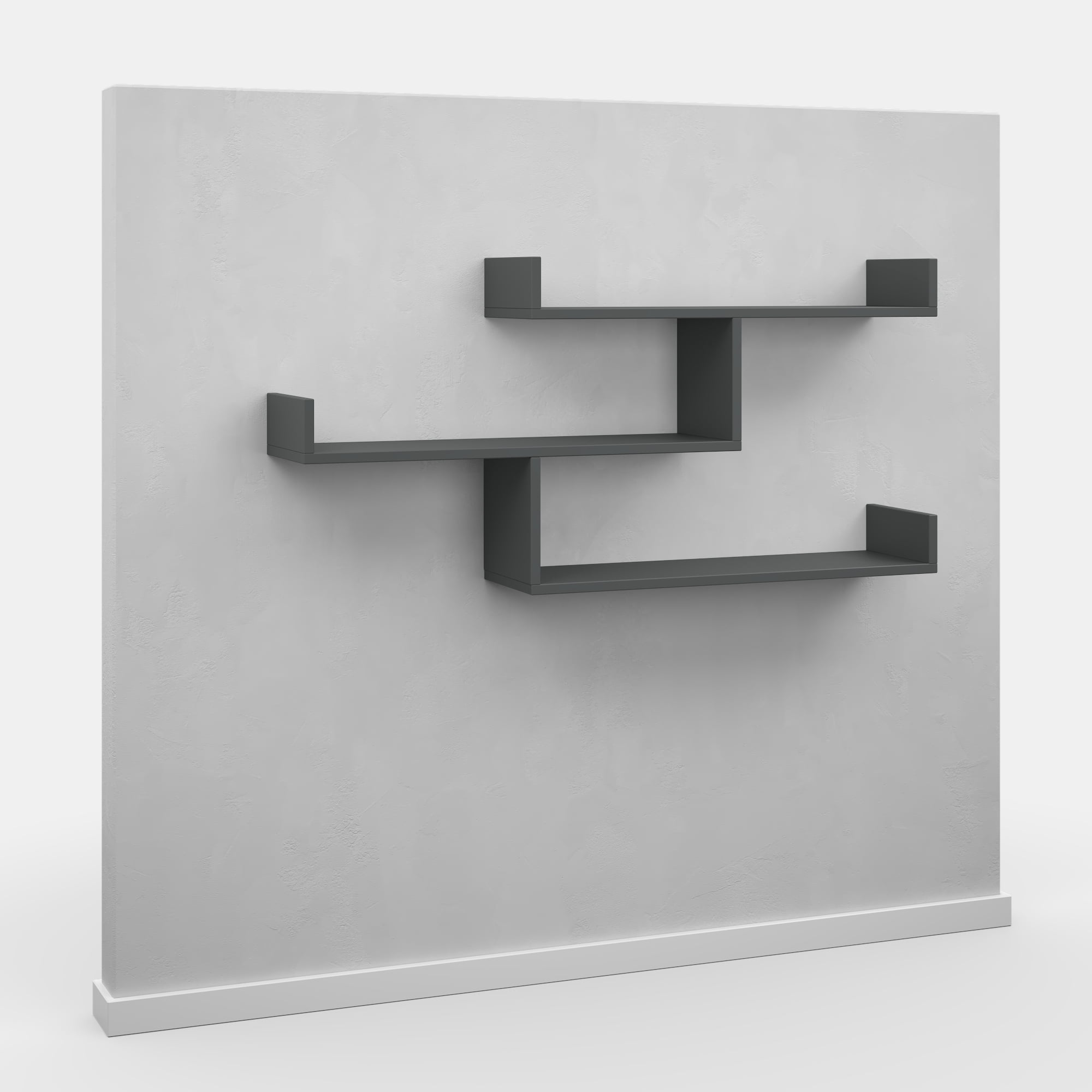 Ada Home Decor Furniture 47" 3 Tier Anthracite Wilton Modern Wall Shelf
