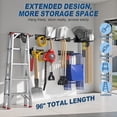 thumbnail image 2 of Heavy Duty Garage Wall Organizer 96 Inch - 20Pack Carries 720 lbs, Garage Tool Storage System, 6 Rails with 12 Adjustable Metal Hooks, Garden Yard Shed Rack for Rake Broom Mop Snowboard, 2 of 8