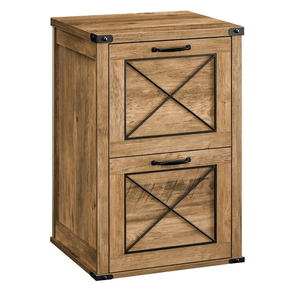 VASAGLE Armoire à Dossiers, Armoire de Classement avec 2 Tiroirs, Support d'Imprimante, Adapté aux Dossiers Suspendus Format A4, Lettres, Style Ferme Moderne, pour Bureau à Domicile, Étude, Brun Miel UOFC048T41