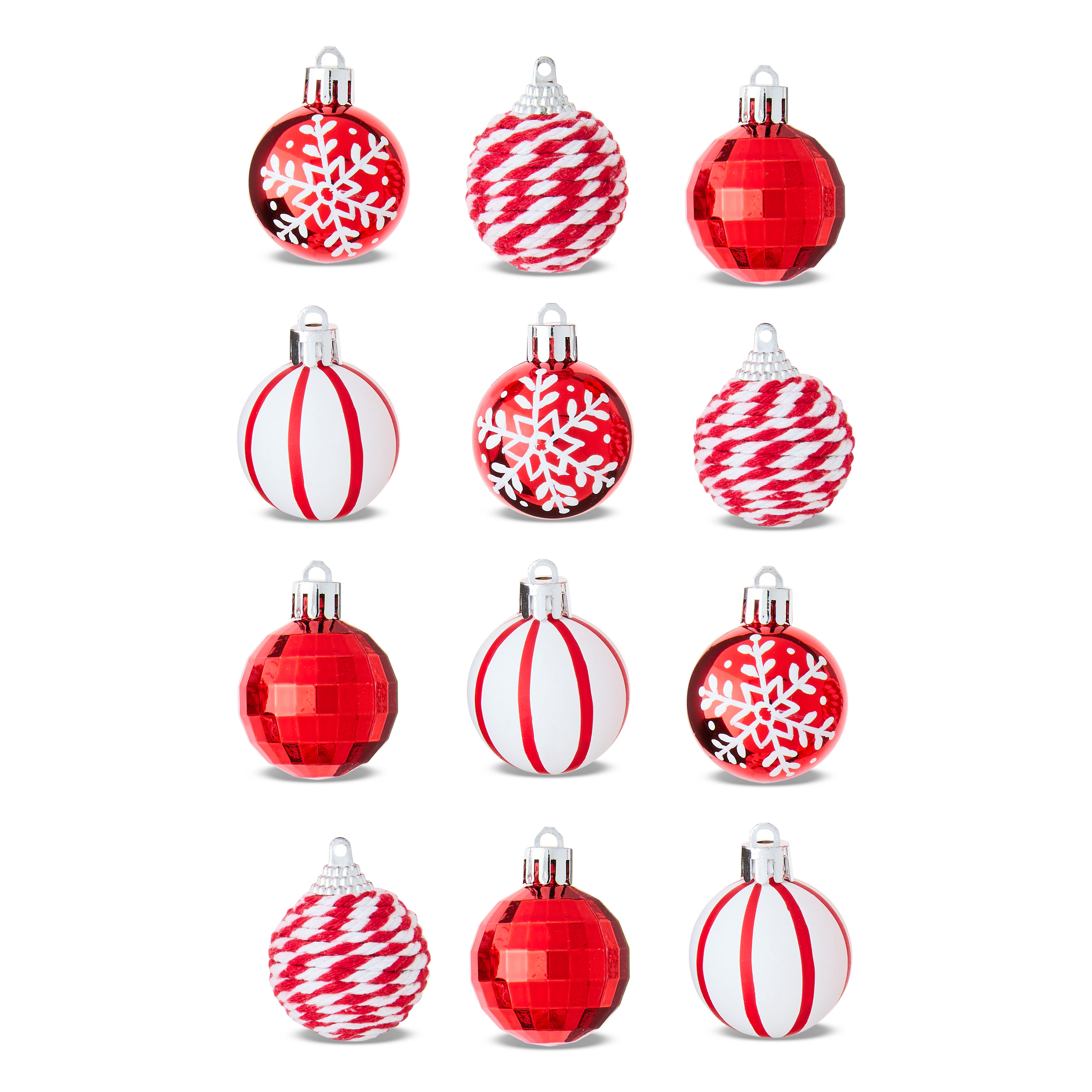 Red and White Mini Ball Christmas Ornaments, 12 Count, by Holiday Time