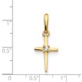 thumbnail image 3 of 14k Or Jaune Zircone Cubique Cz Enfants Croix Collier Pendentif Religieux, 3 of 7