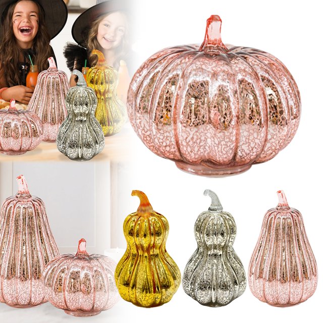 Cherishous LED Light Pumpkins 2025 Timer Lighted Sparkling Starry Night Glass Pumpkins One Click Operation Fall Halloween/Thanksgiving Decor For Home Bedroom
