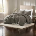 thumbnail image 6 of Benjara Edge 4 Piece King Size Duvet Comforter Set- Washed Linen- Charcoal Gray, 6 of 6