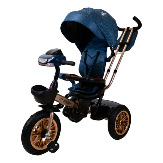 Triciclo Infantil Starkids Sk5548 Bicicleta Con Luz De Lujo Azul