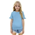 thumbnail image 2 of Bearichfupo Girls Ruffle Sleeve Shirts Summer Cute Crewneck Blouse Tops,Girls Short Sleeve Shirt,Sizes 5-6 Years, 2 of 6